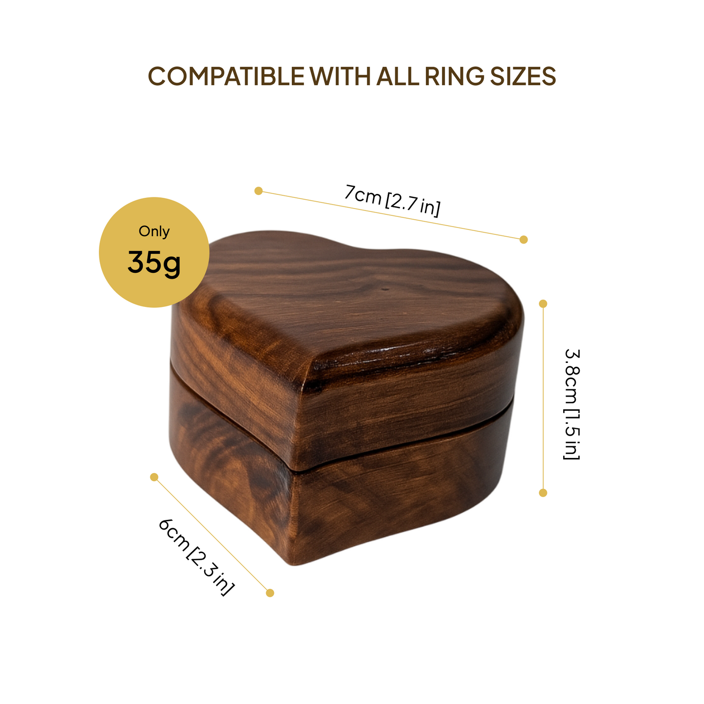 Wooden Heart Shaped Magnet Ring Box